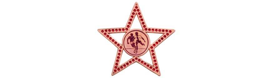 75MM STAR MEDAL - MALE FOOTBALL - RED- GOLD, SILVER & BRONZE 75MM STAR MEDAL - MALE FOOTBALL - RED- GOLD, SILVER & BRONZE